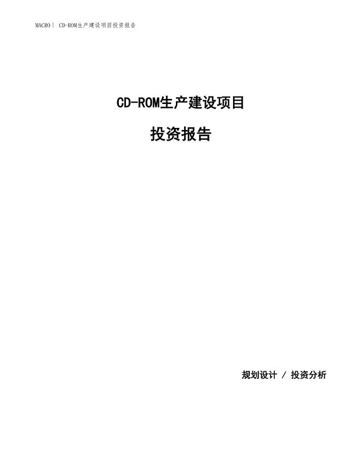 CD-ROM生产建设项目投资报告