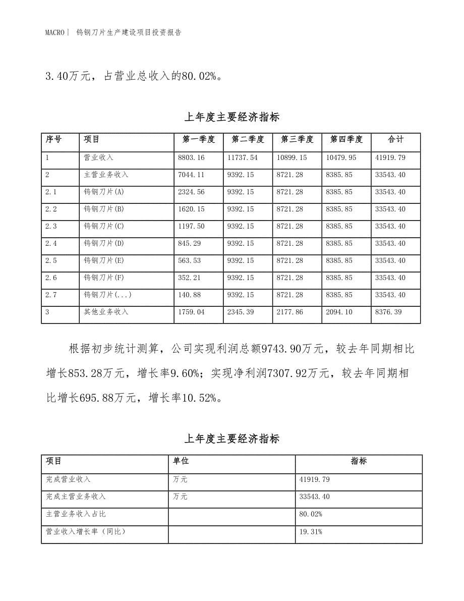 钨钢刀片生产建设项目投资报告_第5页