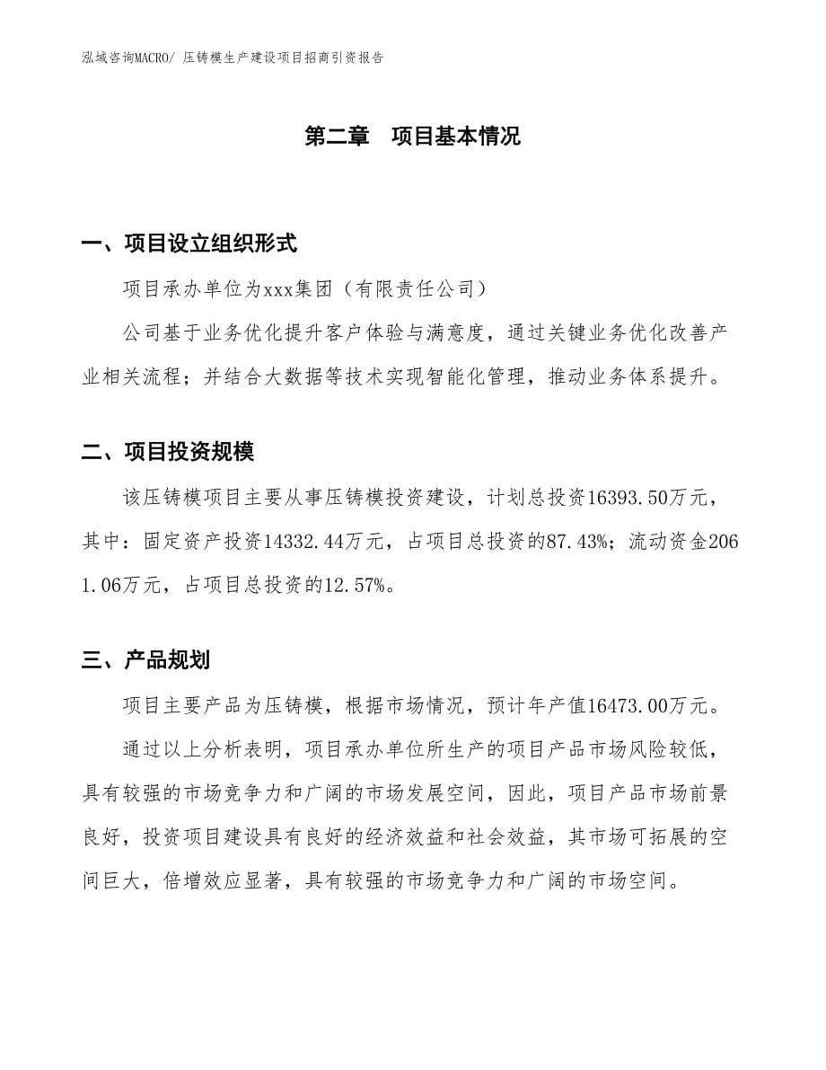 压铸模生产建设项目招商引资报告(总投资16393.50万元)_第5页