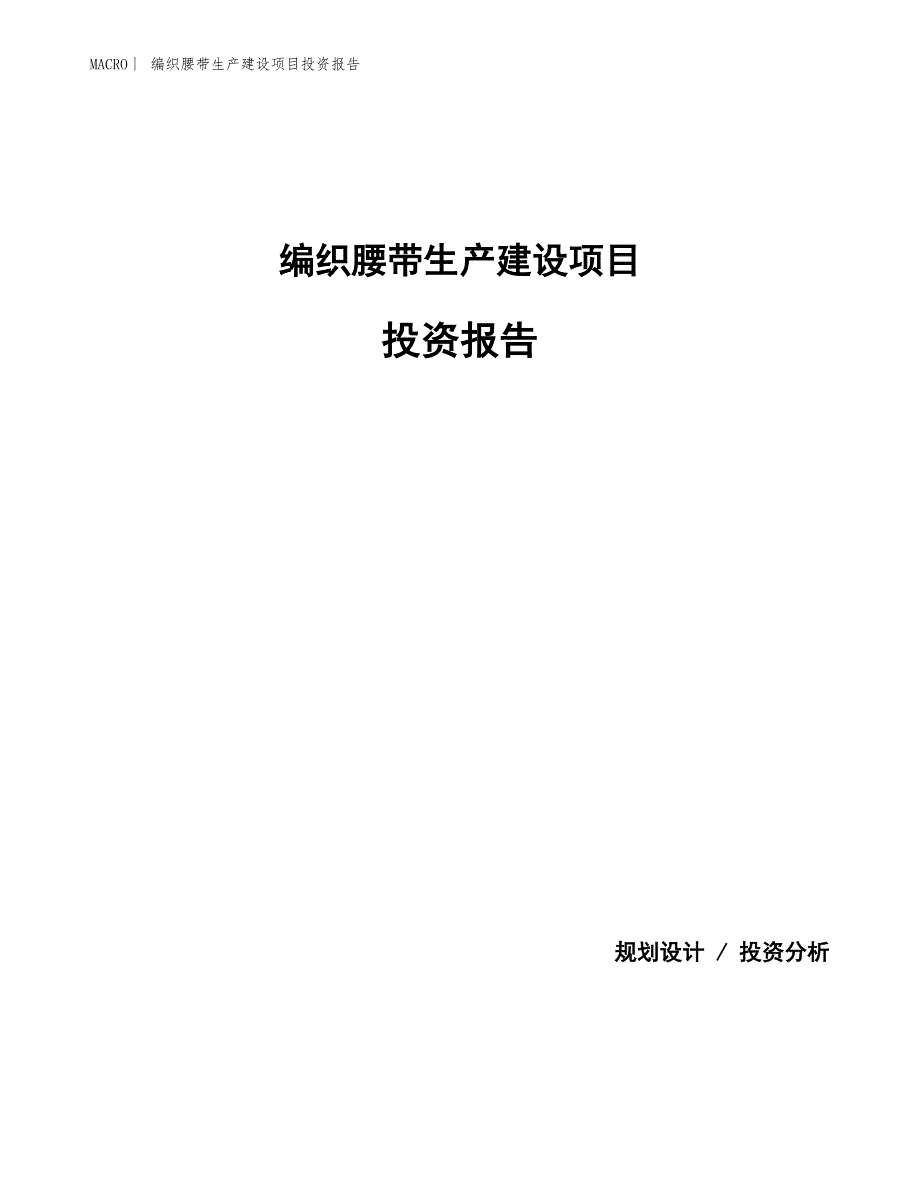 编织腰带生产建设项目投资报告_第1页