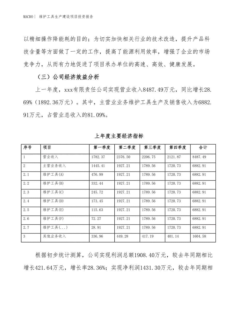 维护工具生产建设项目投资报告_第5页