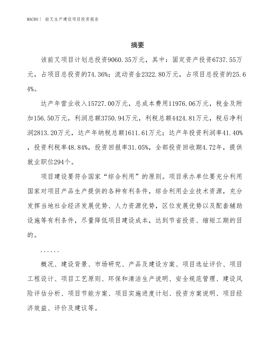 前叉生产建设项目投资报告_第2页