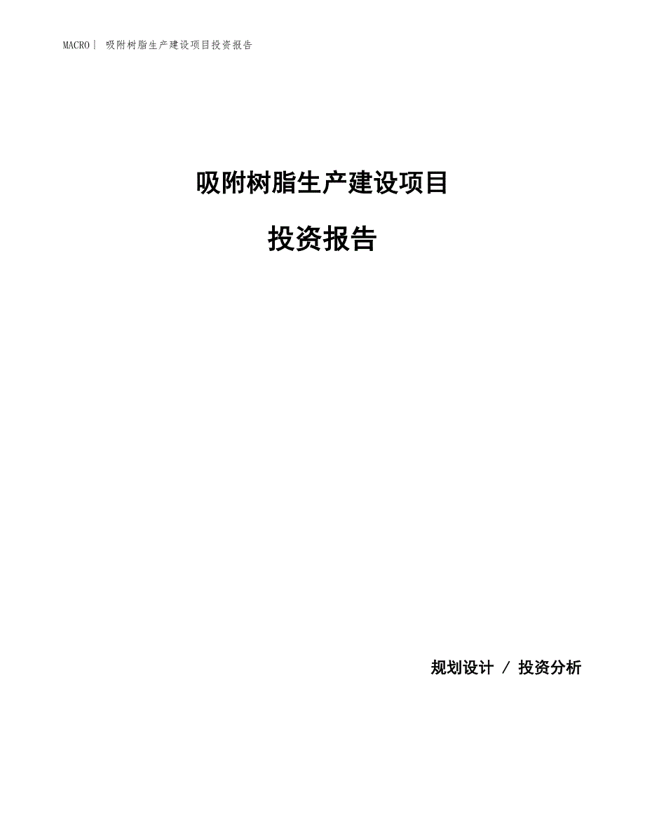 吸附树脂生产建设项目投资报告_第1页