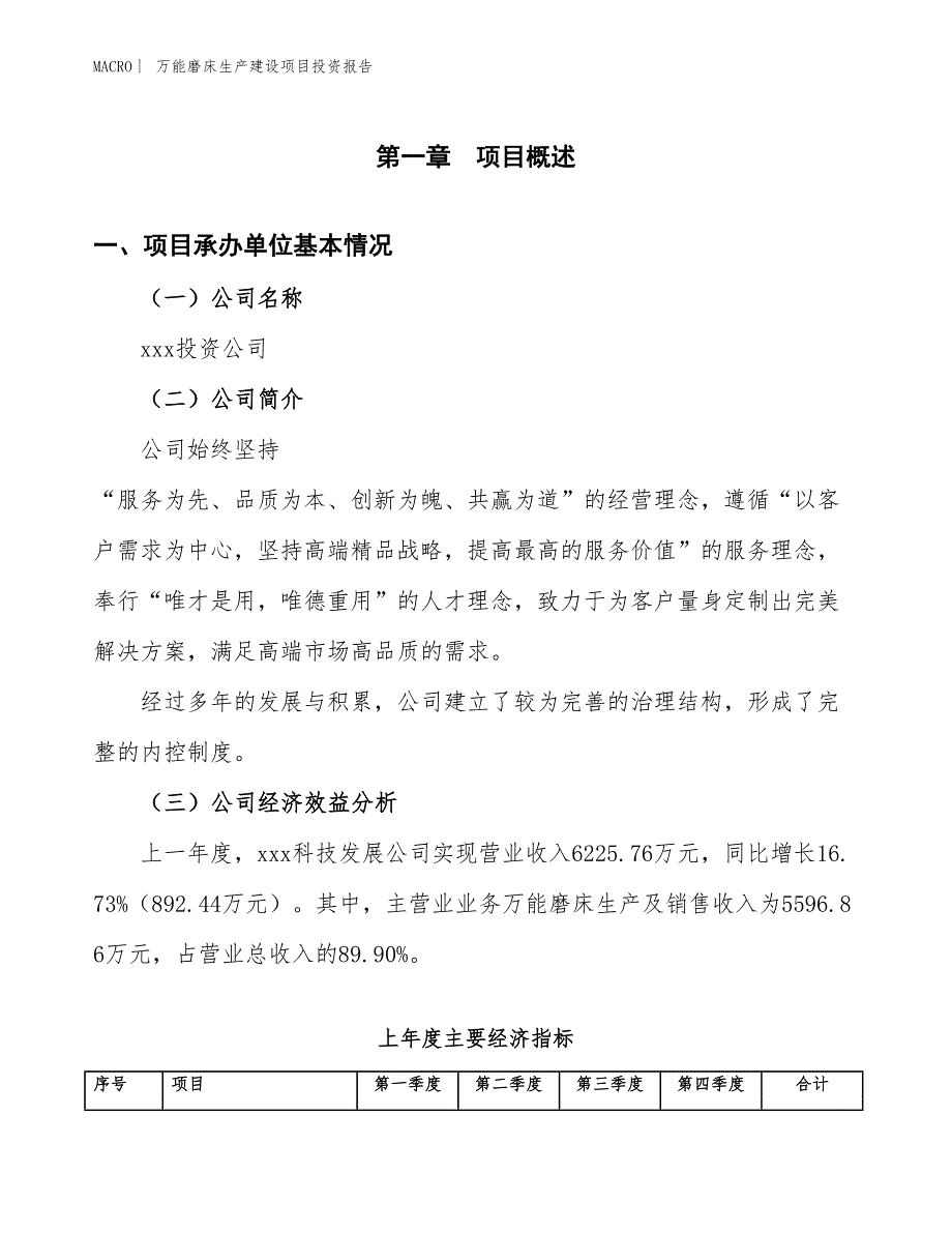 万能磨床生产建设项目投资报告_第4页