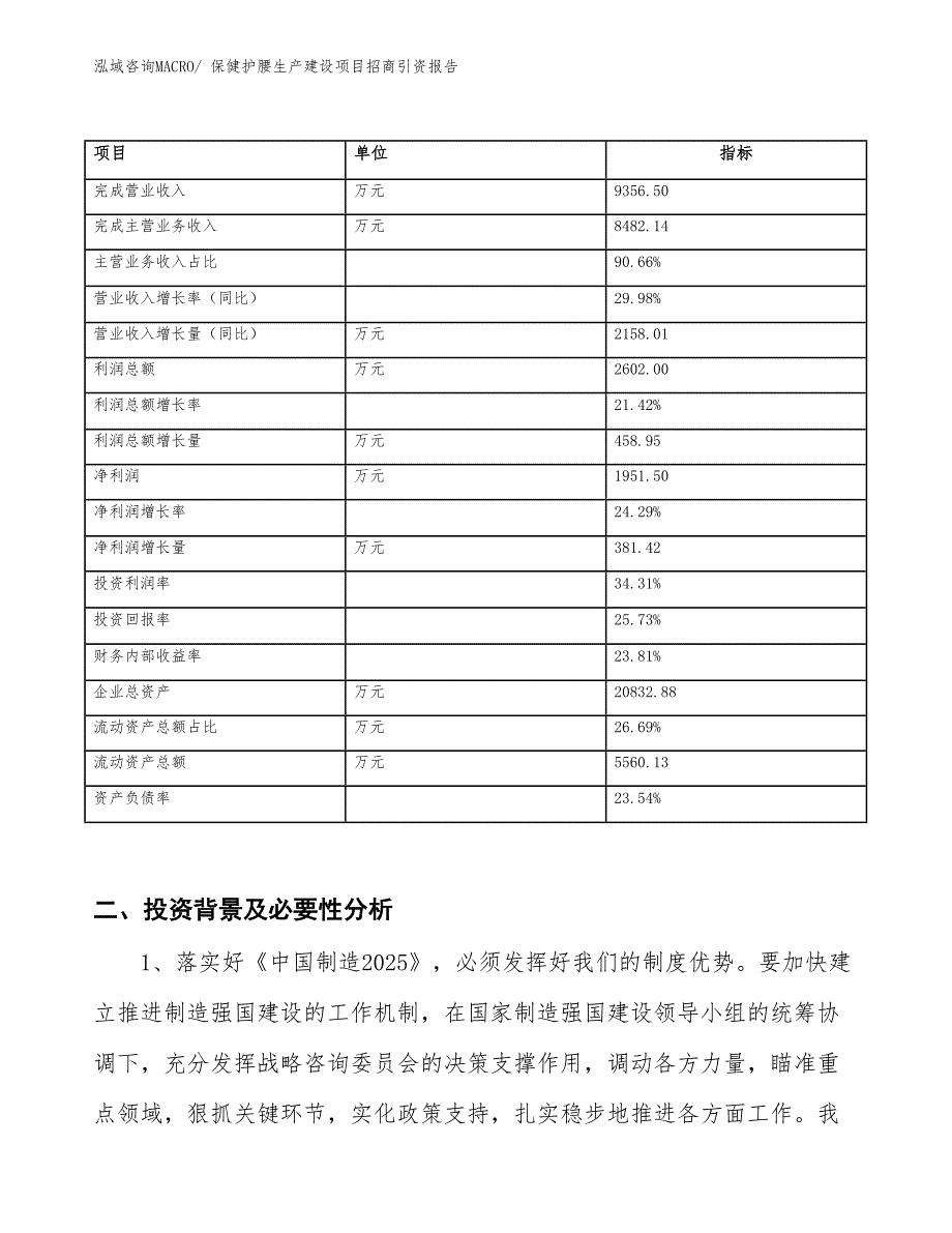 保健护腰生产建设项目招商引资报告(总投资11306.75万元)_第2页