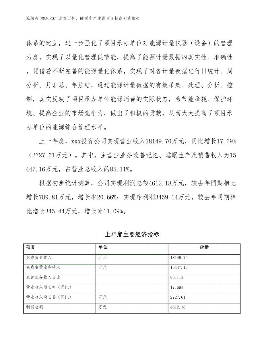 改善记忆、睡眠生产建设项目招商引资报告(总投资12699.80万元)_第2页