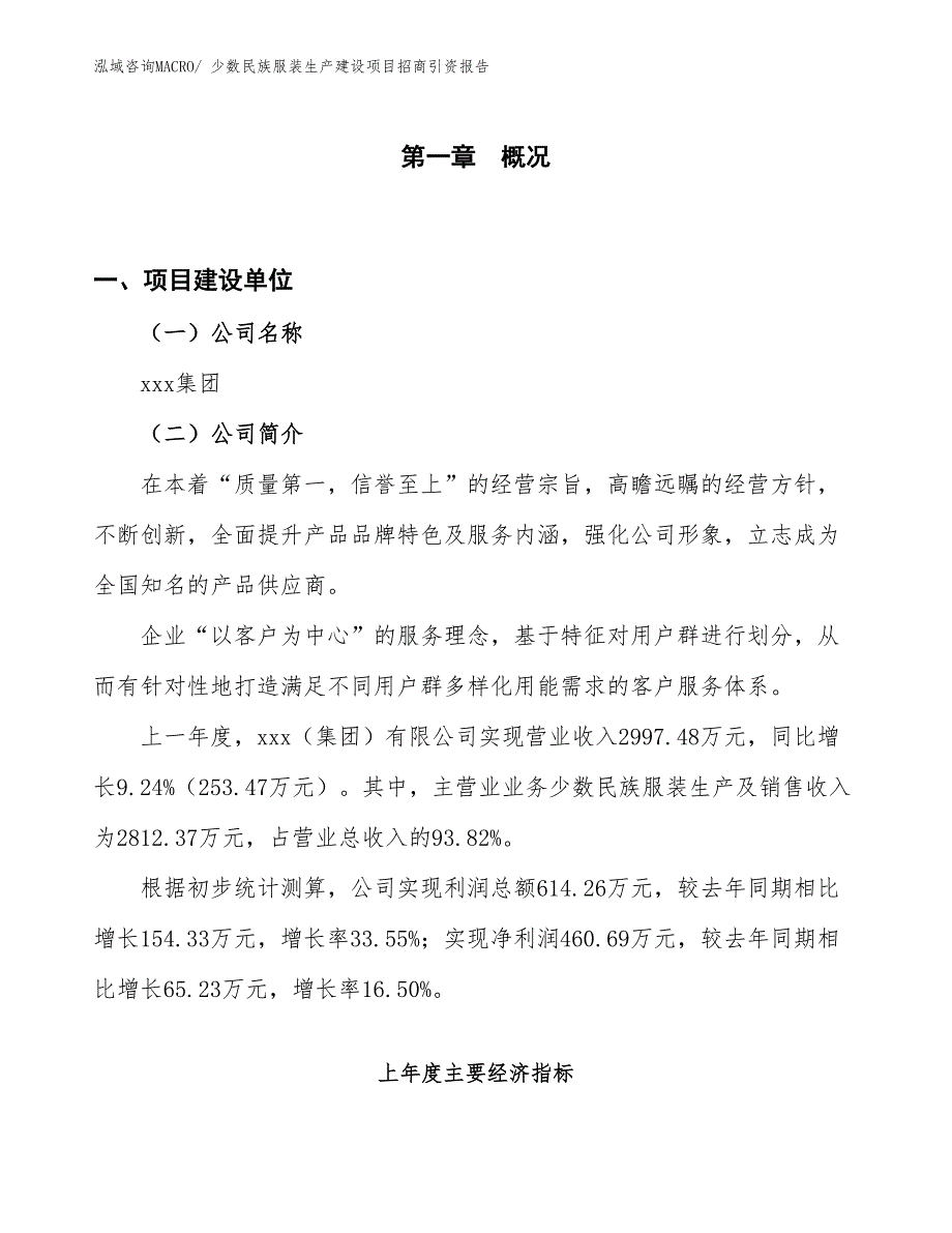 少数民族服装生产建设项目招商引资报告(总投资2925.28万元)_第1页