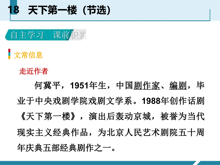 人教部编版九年级语文下册课件：18  天下第一楼（节选）_第2页