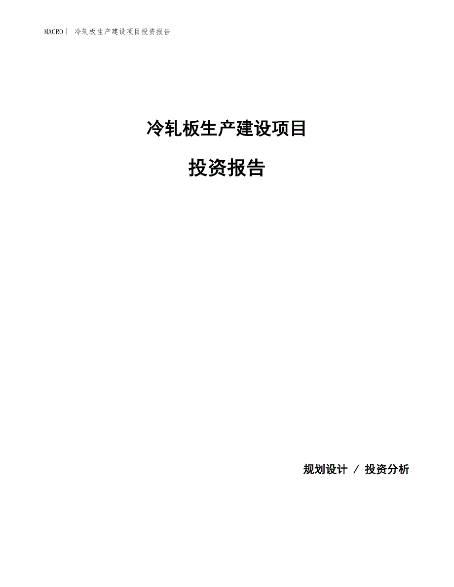 冷轧板生产建设项目投资报告_第1页