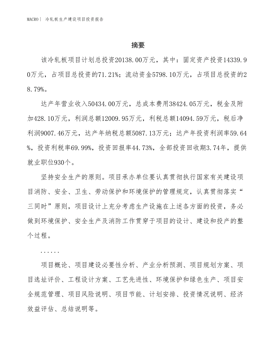 冷轧板生产建设项目投资报告_第2页