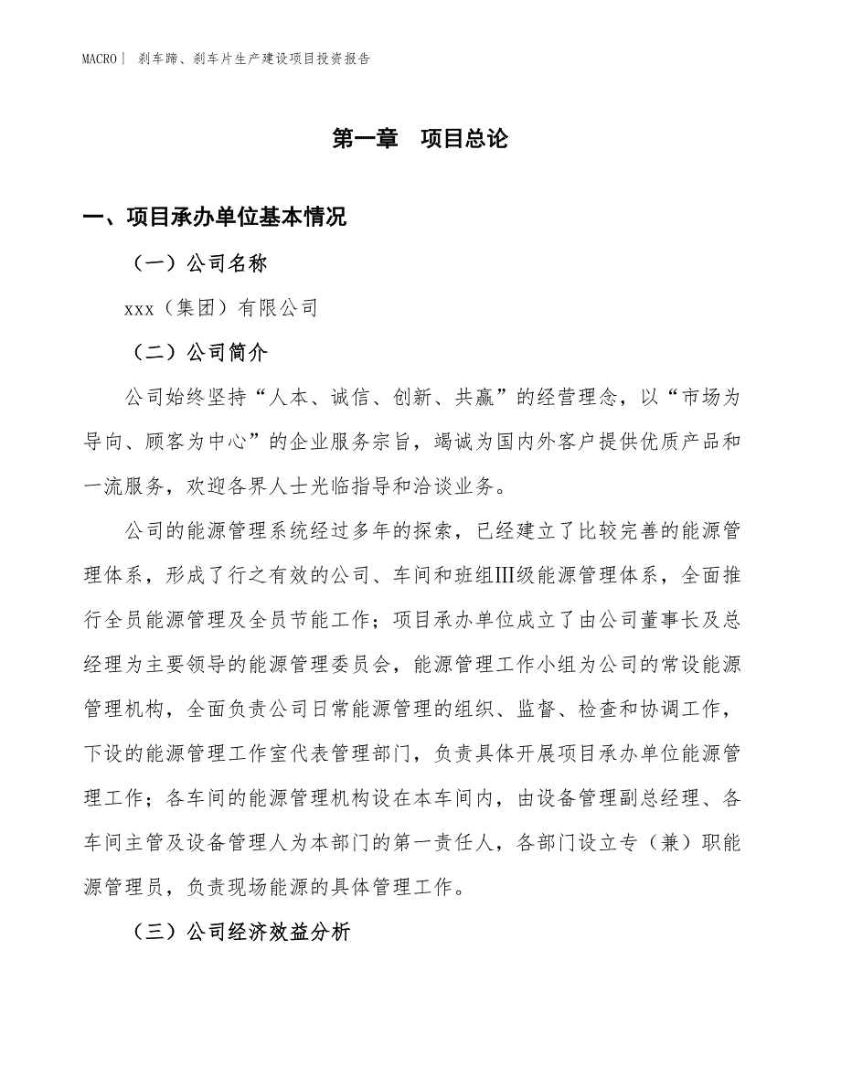 刹车蹄、刹车片生产建设项目投资报告_第4页