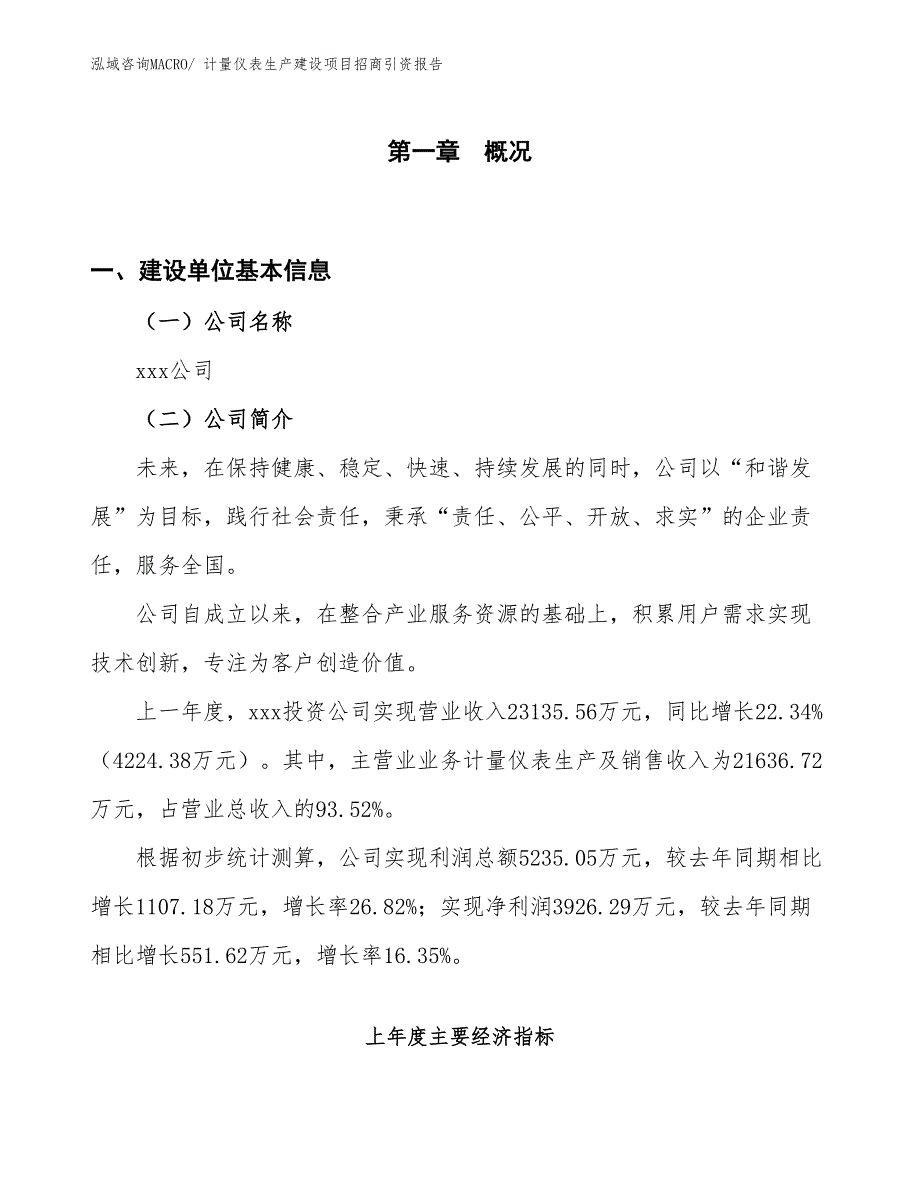 计量仪表生产建设项目招商引资报告(总投资21409.12万元)_第1页