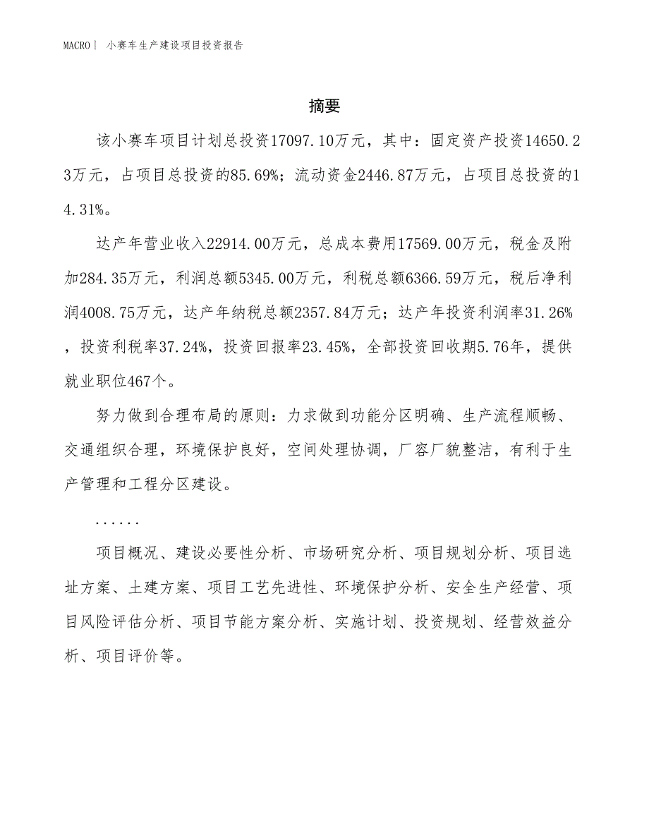 小赛车生产建设项目投资报告_第2页