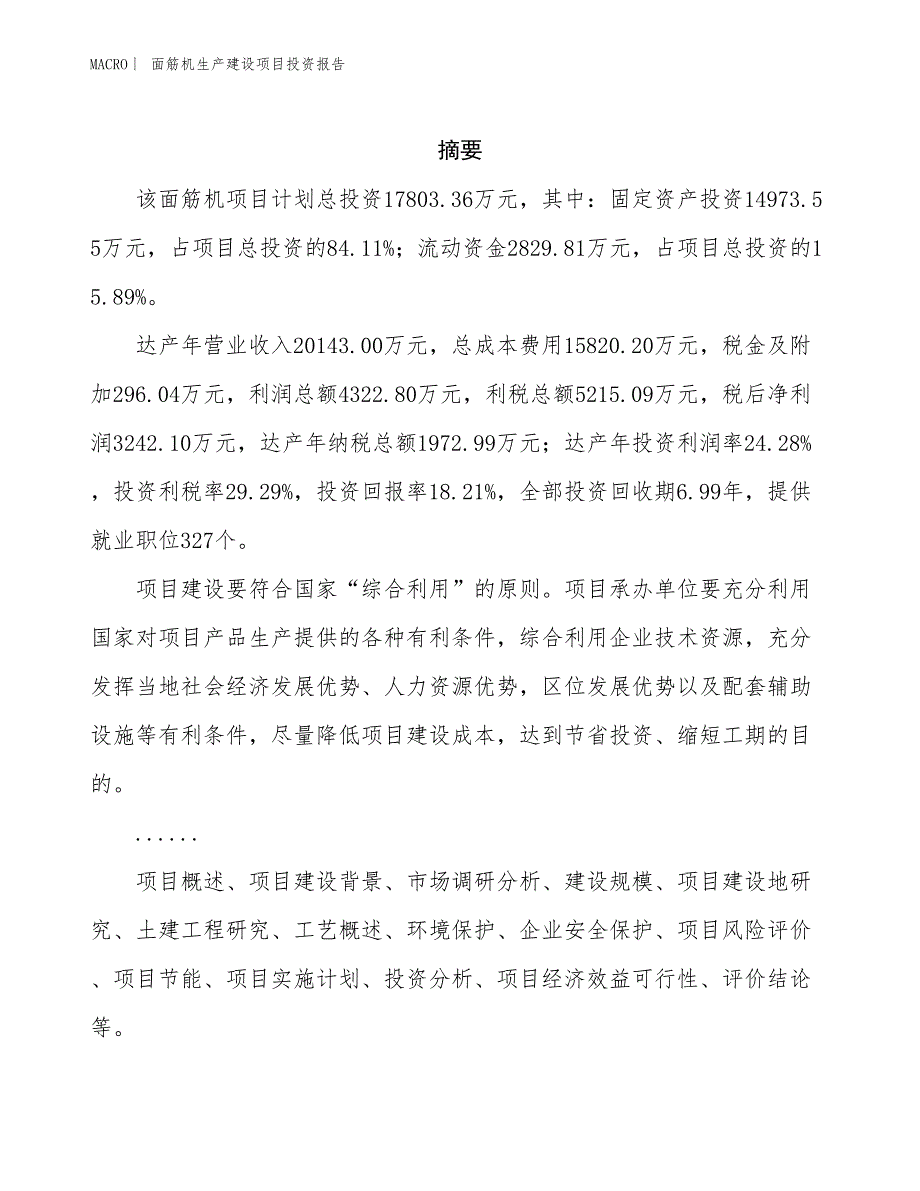 面筋机生产建设项目投资报告_第2页