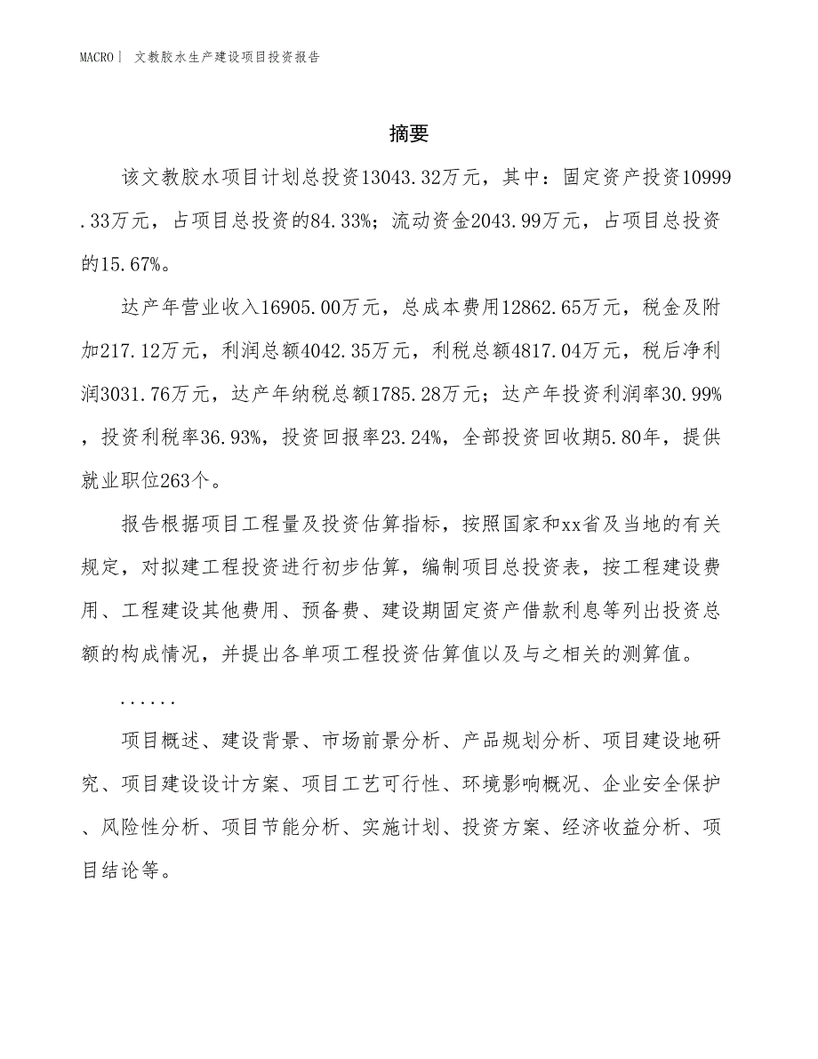 文教胶水生产建设项目投资报告_第2页