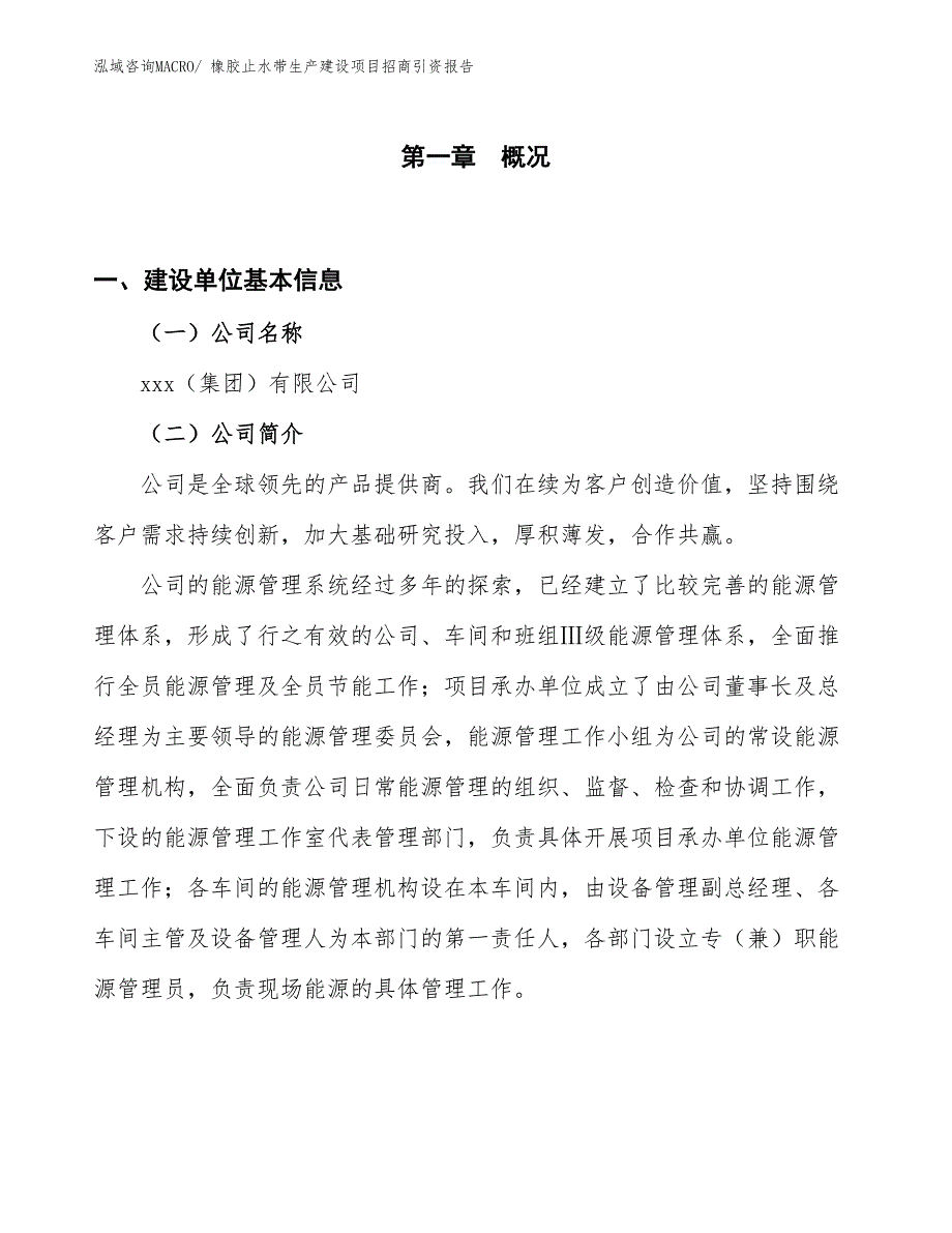 橡胶止水带生产建设项目招商引资报告(总投资6984.04万元)_第1页