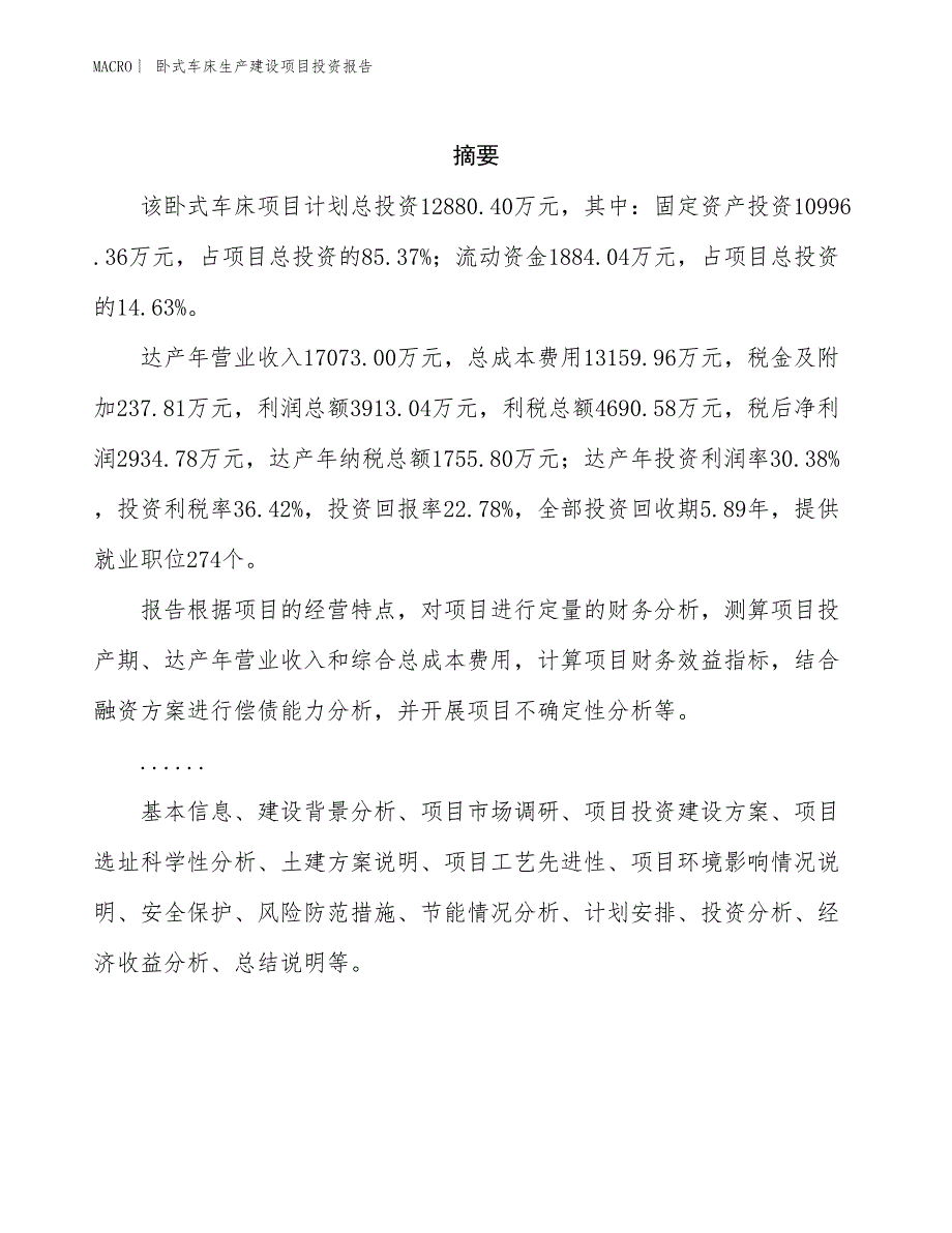 卧式车床生产建设项目投资报告_第2页