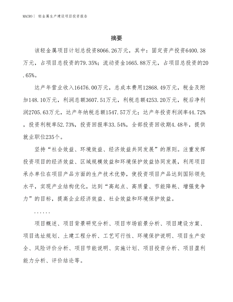 轻金属生产建设项目投资报告_第2页