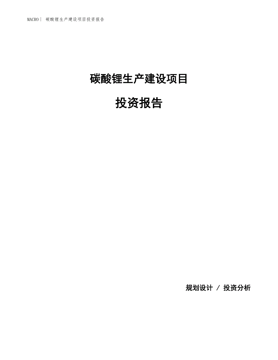 碳酸锂生产建设项目投资报告_第1页