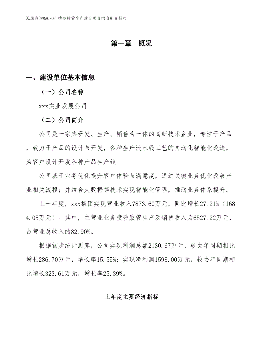 喷砂胶管生产建设项目招商引资报告(总投资6166.04万元)_第1页