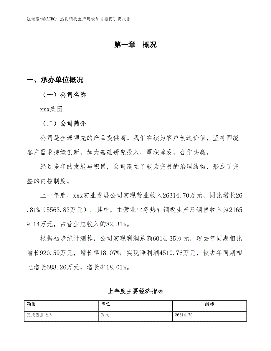 热轧钢板生产建设项目招商引资报告(总投资15963.80万元)_第1页