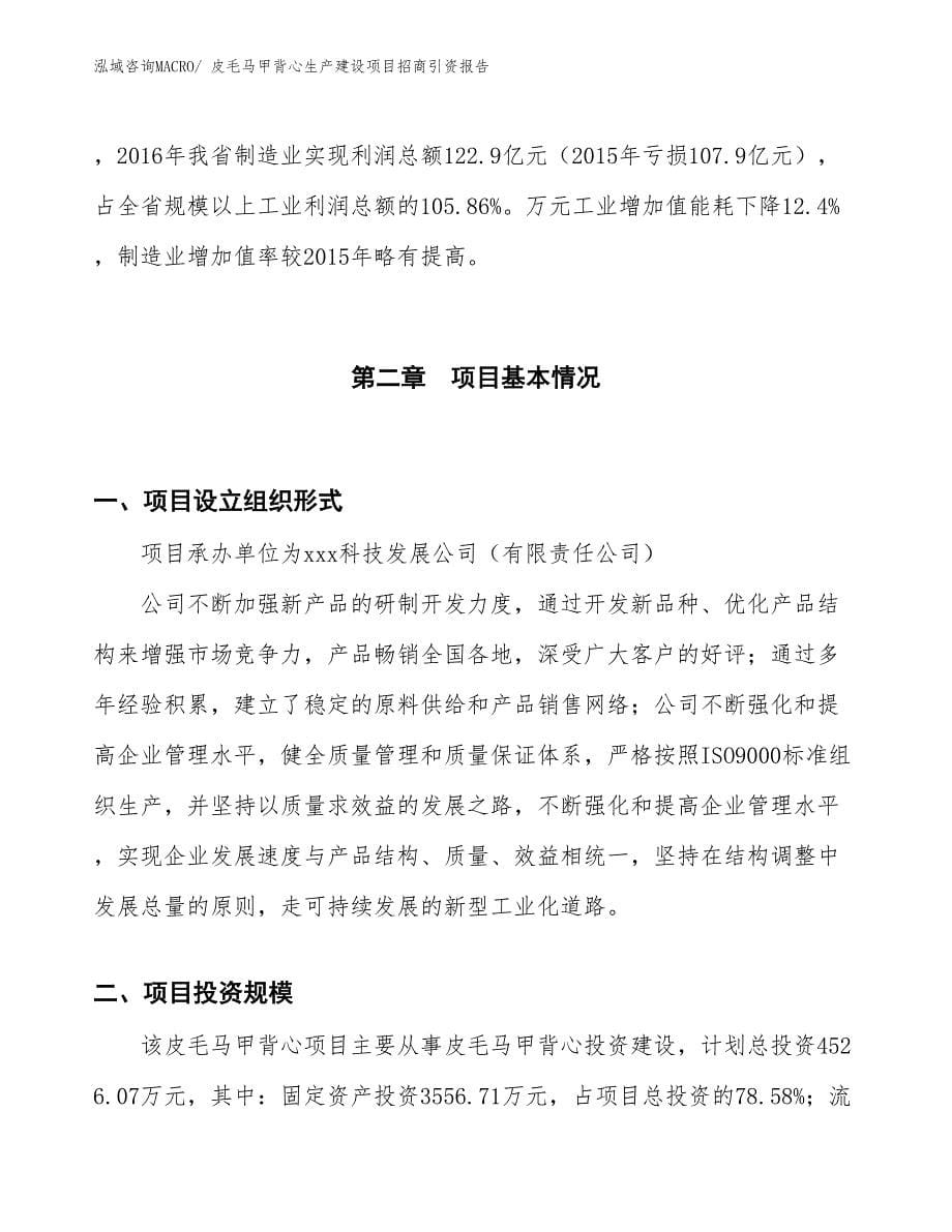 皮毛马甲背心生产建设项目招商引资报告(总投资4526.07万元)_第5页