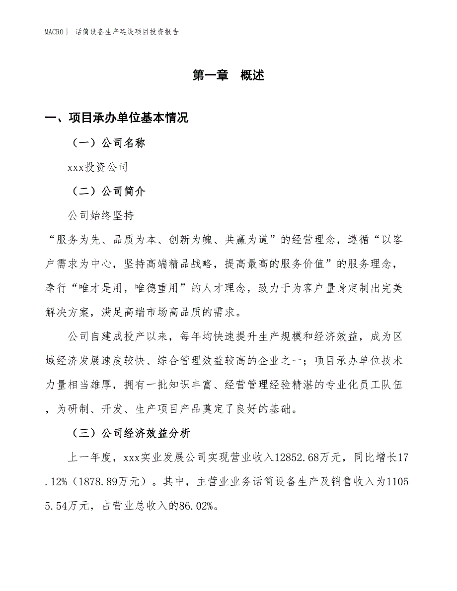 话筒设备生产建设项目投资报告_第4页