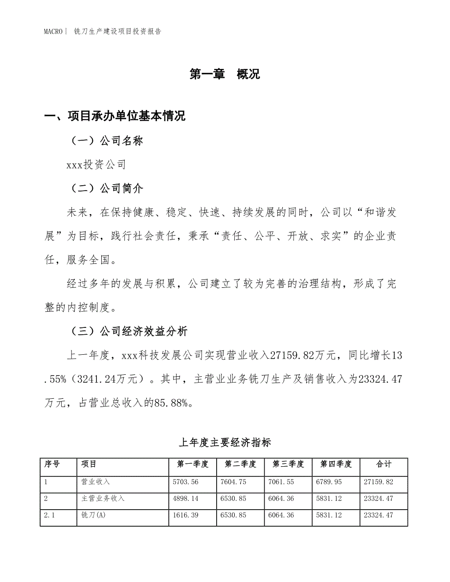 铣刀生产建设项目投资报告_第4页