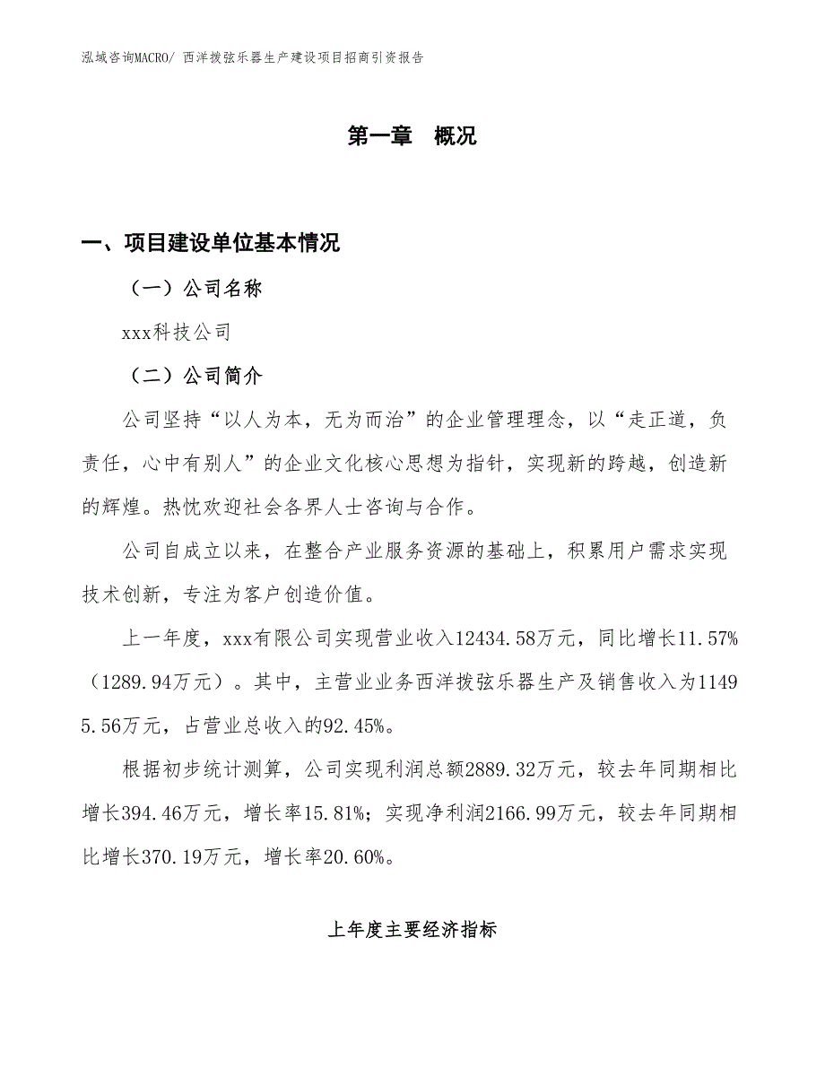 西洋拨弦乐器生产建设项目招商引资报告(总投资5301.83万元)_第1页