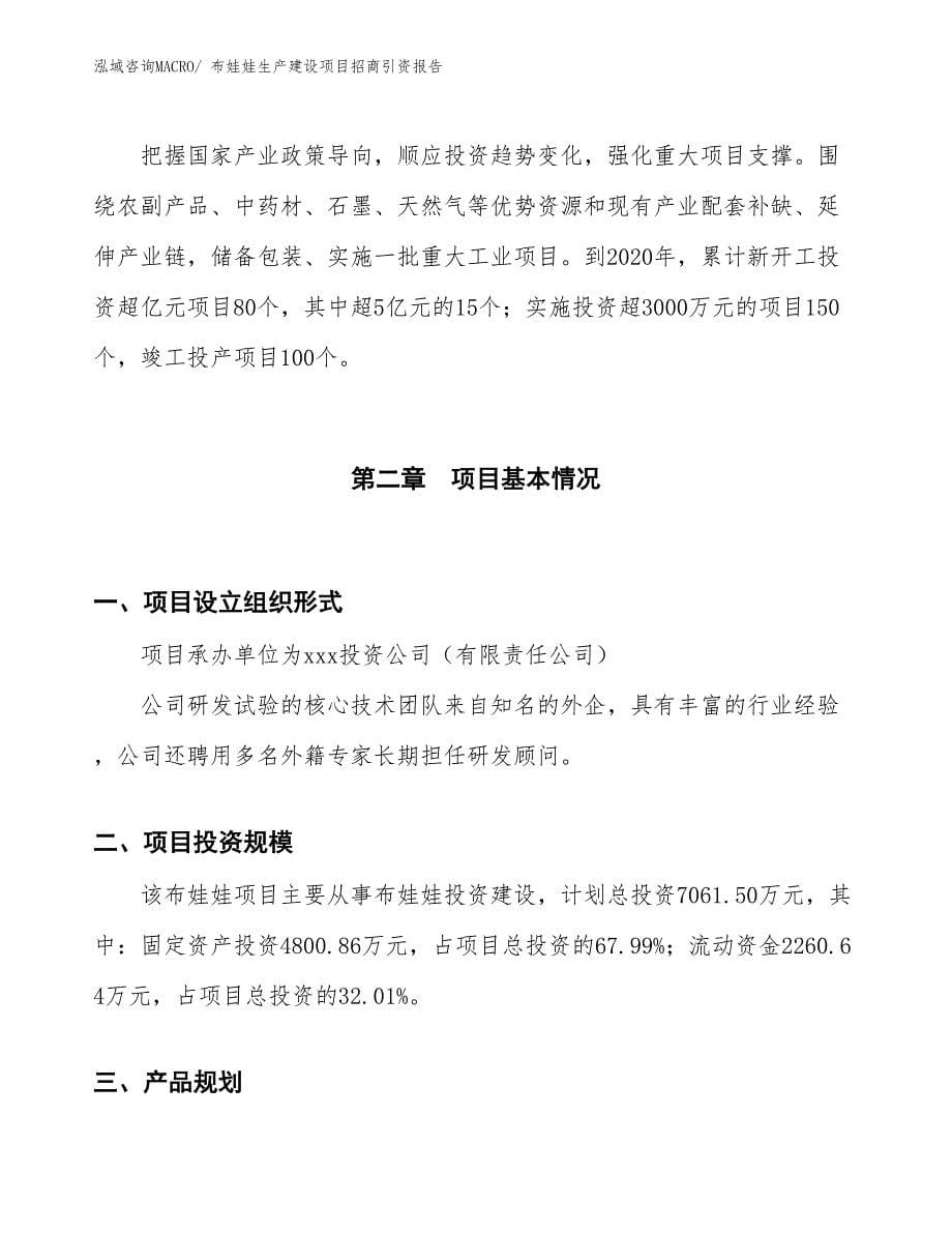 布娃娃生产建设项目招商引资报告(总投资7061.50万元)_第5页