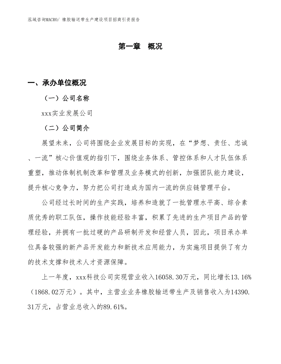 橡胶输送带生产建设项目招商引资报告(总投资18214.92万元)_第1页