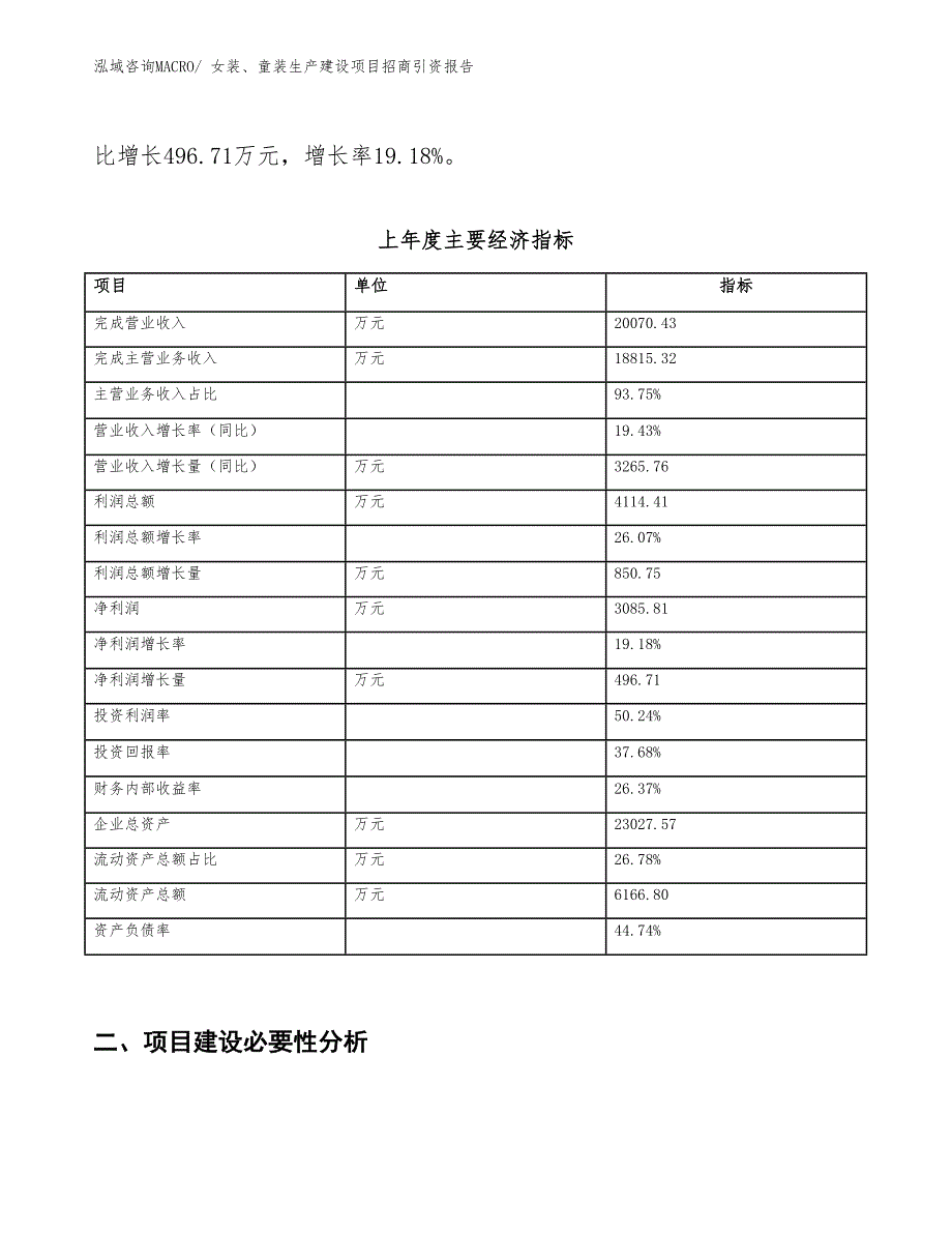 女装、童装生产建设项目招商引资报告(总投资11107.19万元)_第2页