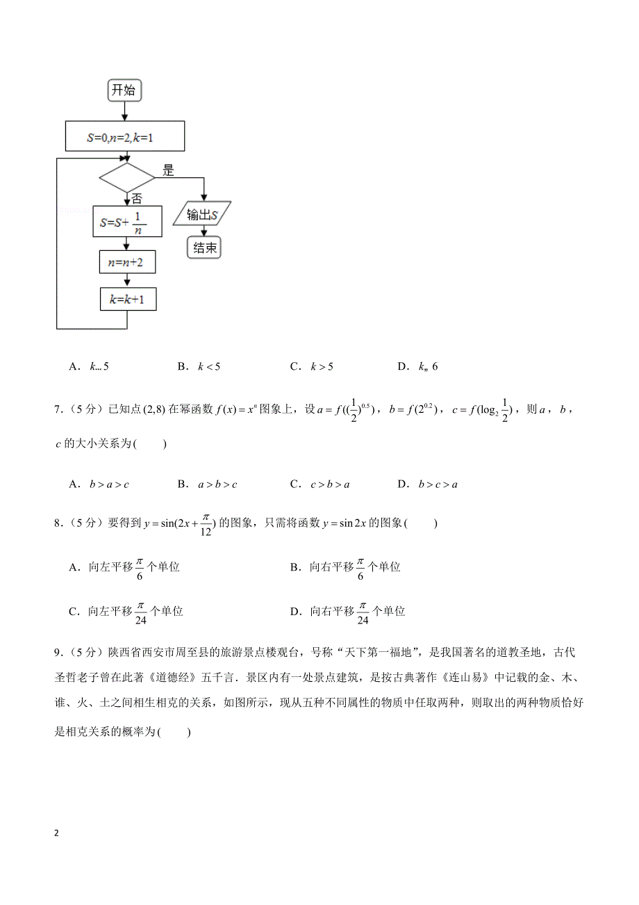 2019年陕西省高考数学二模试卷（文科）_第2页