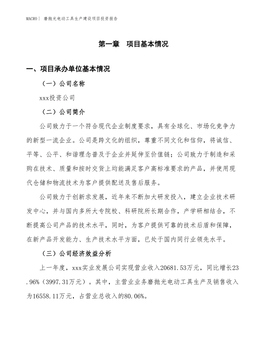 磨抛光电动工具生产建设项目投资报告_第4页