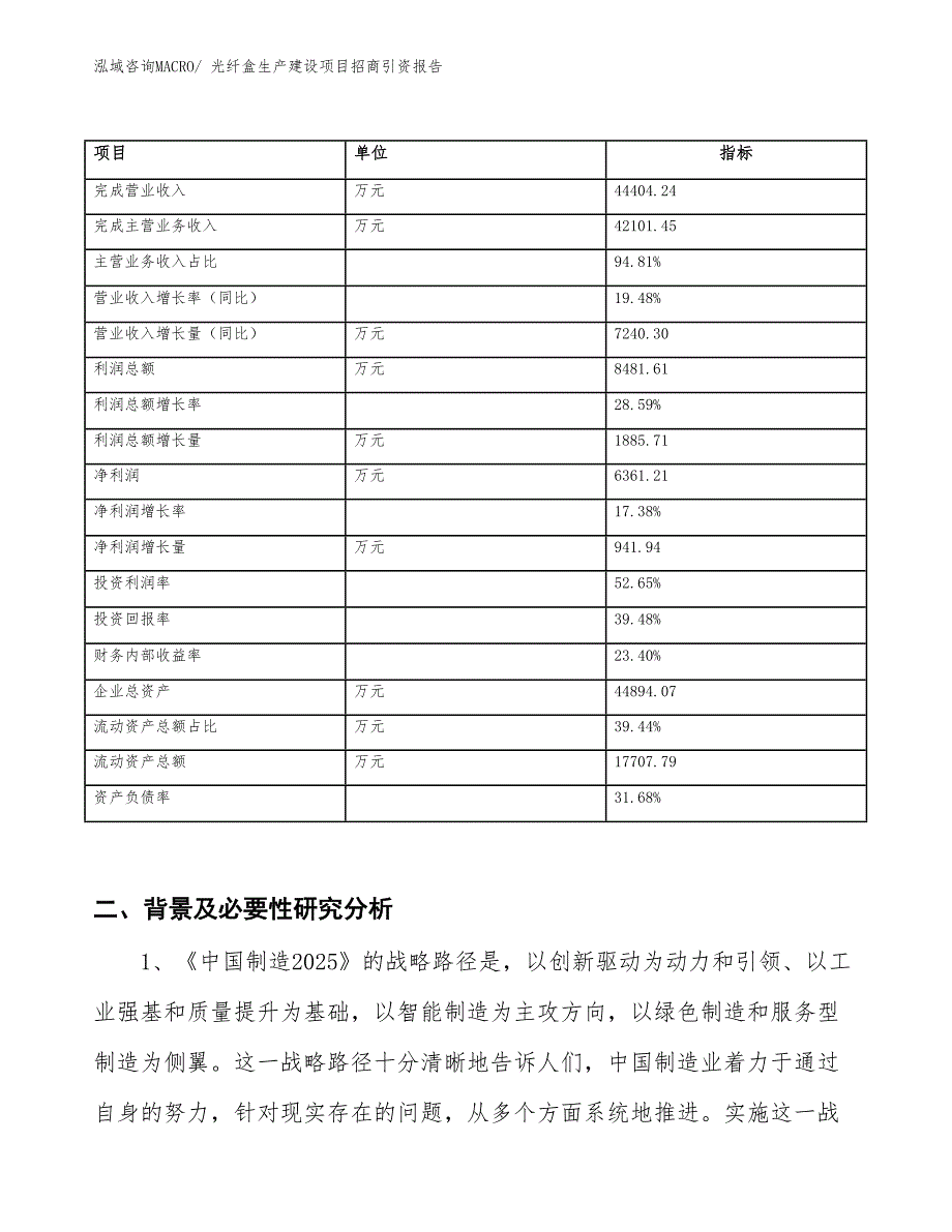 光纤盒生产建设项目招商引资报告(总投资20423.96万元)_第2页