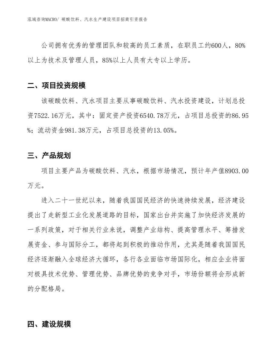 碳酸饮料、汽水生产建设项目招商引资报告(总投资7522.16万元)_第5页