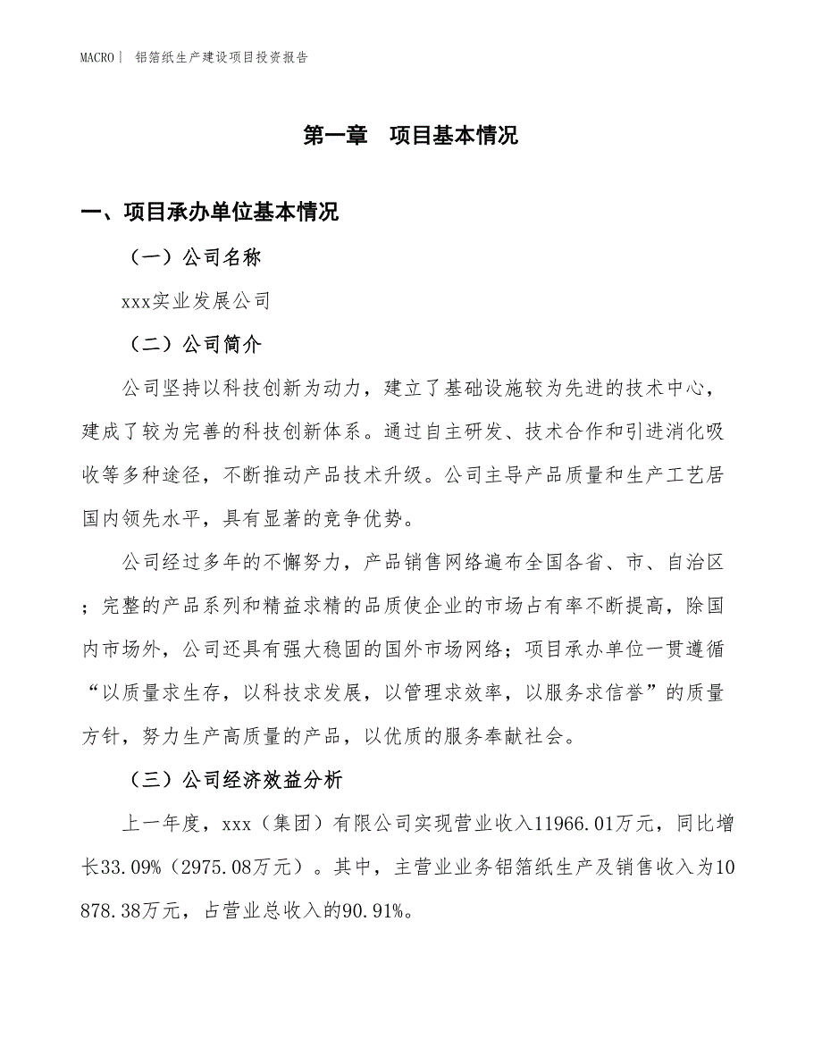 铝箔纸生产建设项目投资报告_第4页