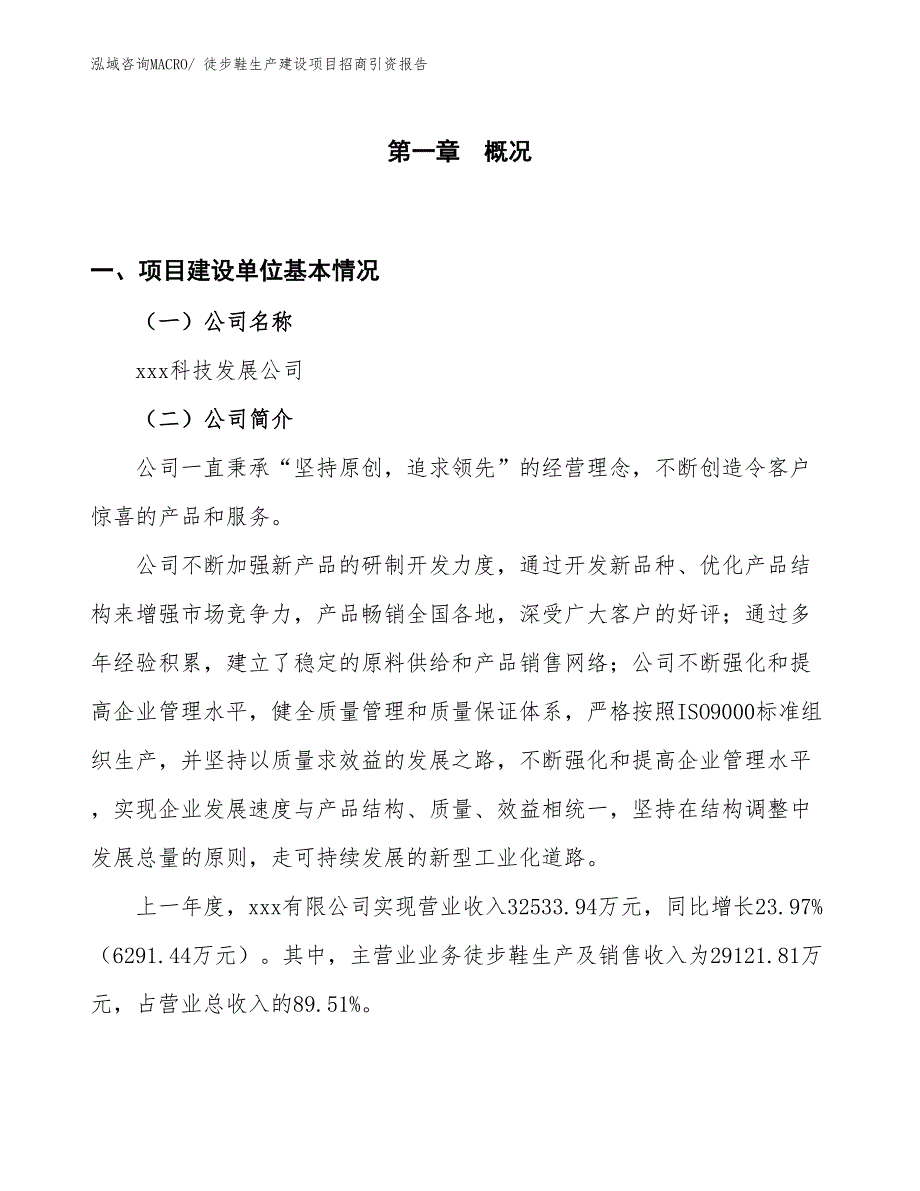 徒步鞋生产建设项目招商引资报告(总投资20685.29万元)_第1页