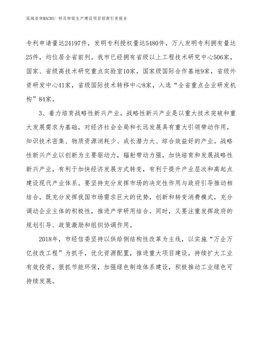 锌及锌锭生产建设项目招商引资报告(总投资7417.46万元)_第5页