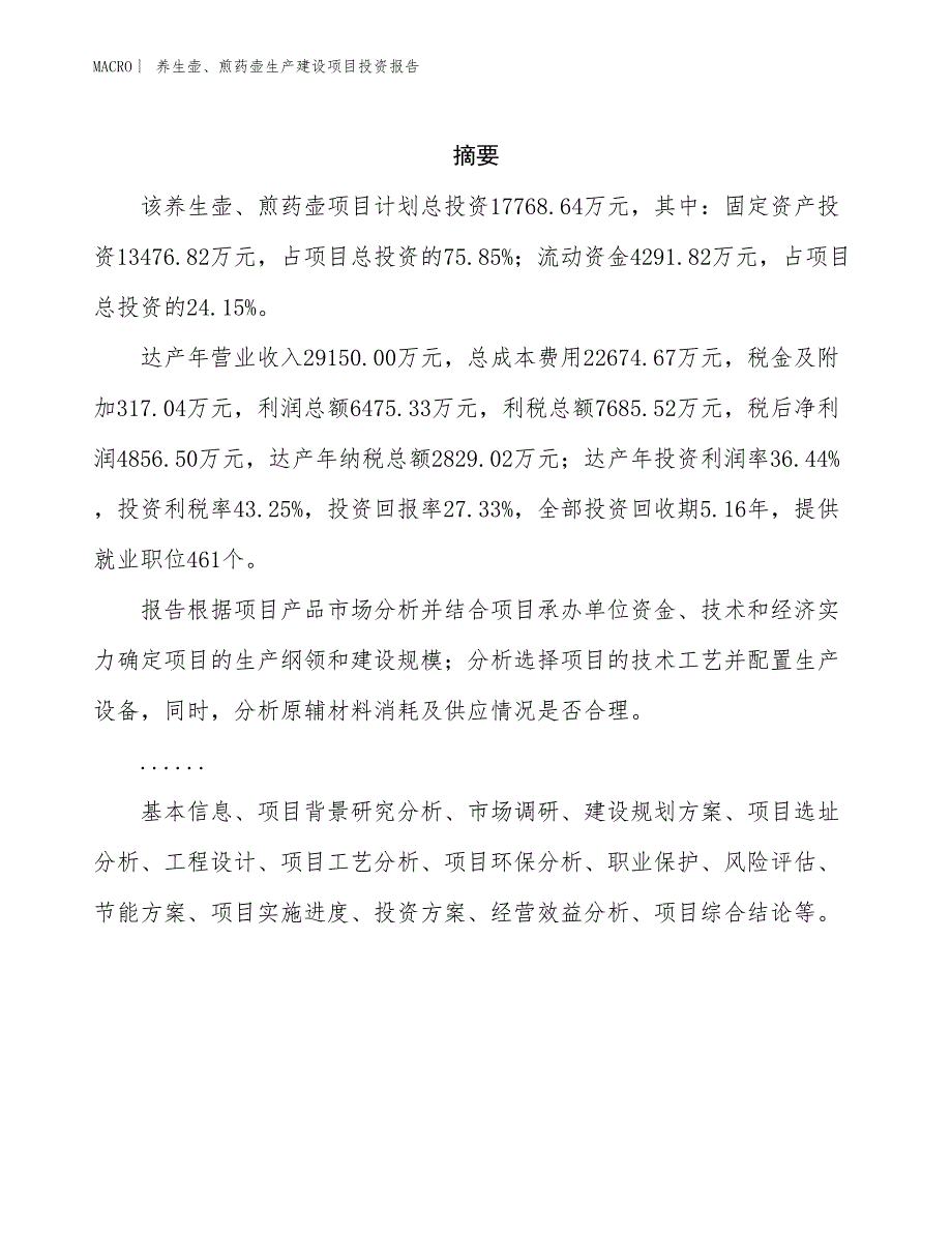 养生壶、煎药壶生产建设项目投资报告_第2页