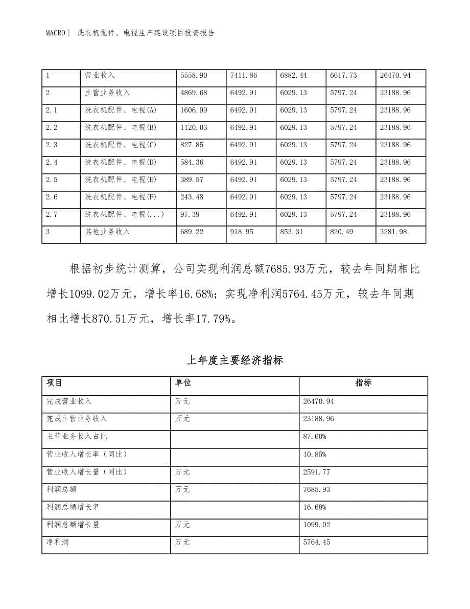 洗衣机配件、电视生产建设项目投资报告_第5页