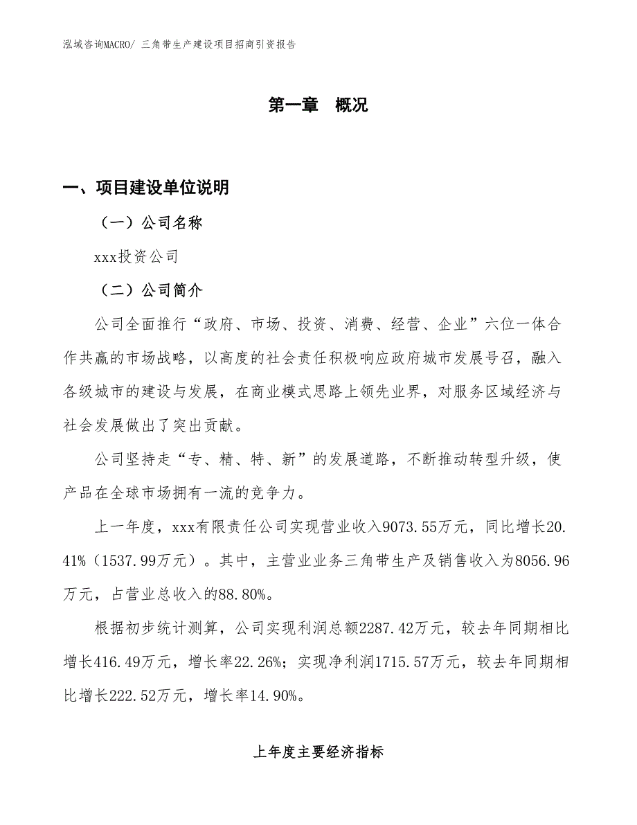 三角带生产建设项目招商引资报告(总投资9370.49万元)_第1页