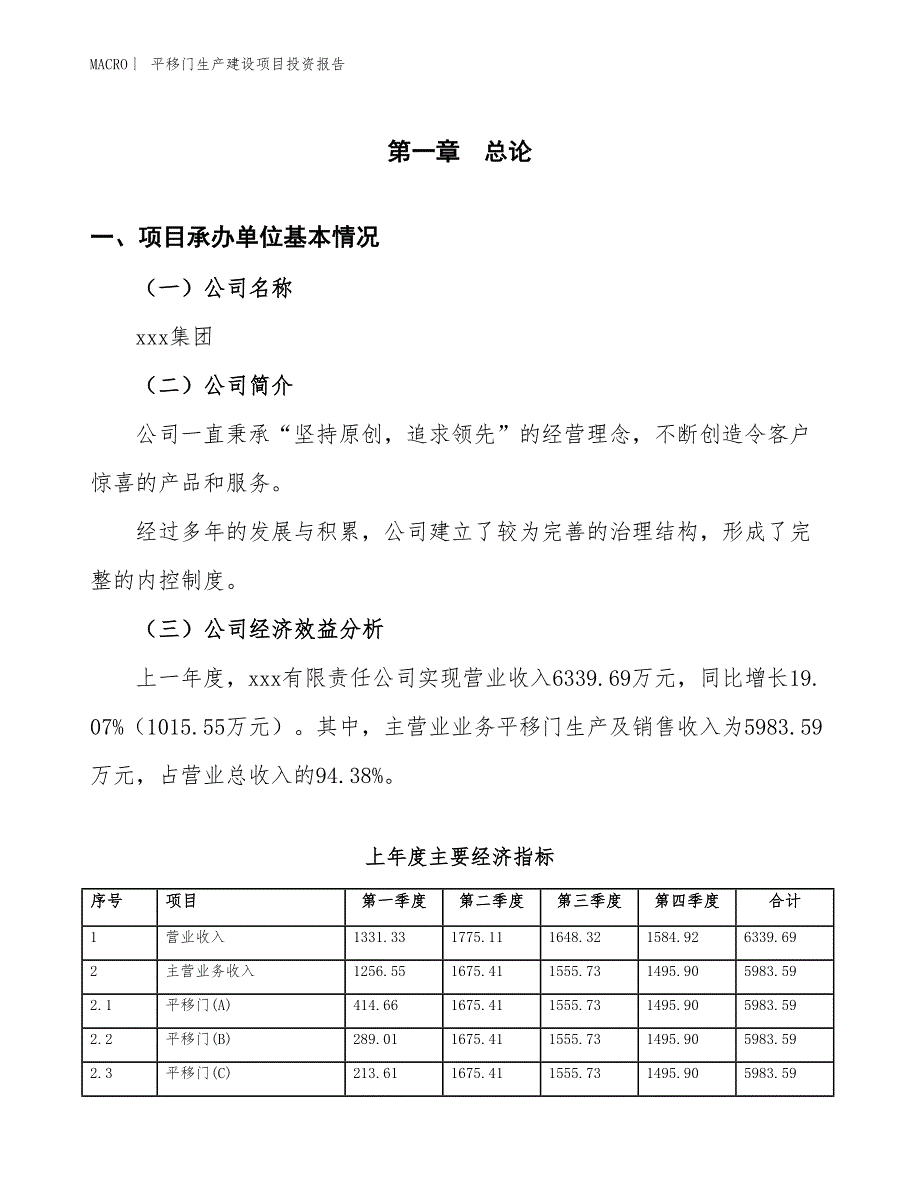 平移门生产建设项目投资报告_第4页