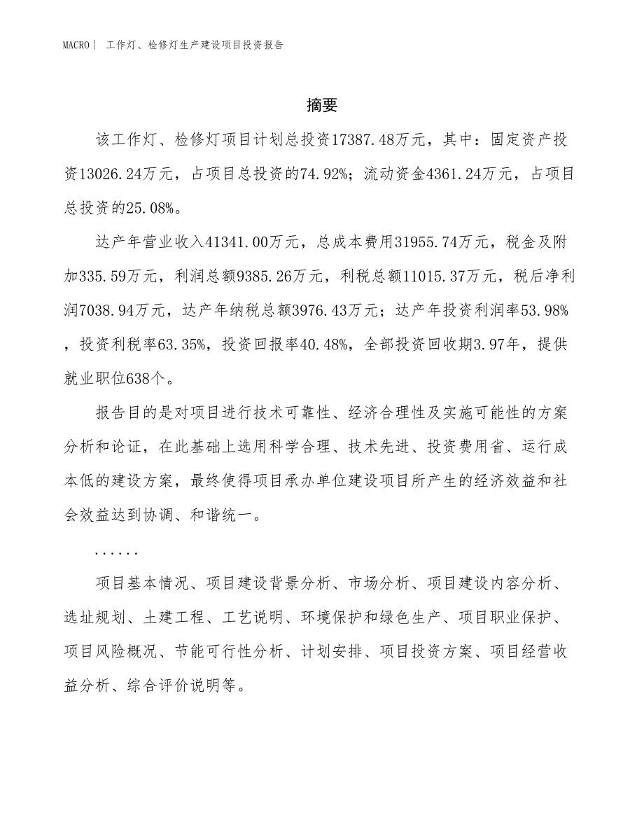 工作灯、检修灯生产建设项目投资报告_第2页