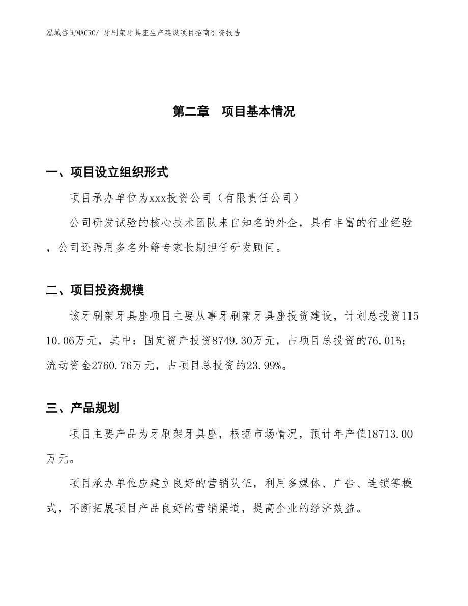 牙刷架牙具座生产建设项目招商引资报告(总投资11510.06万元)_第5页