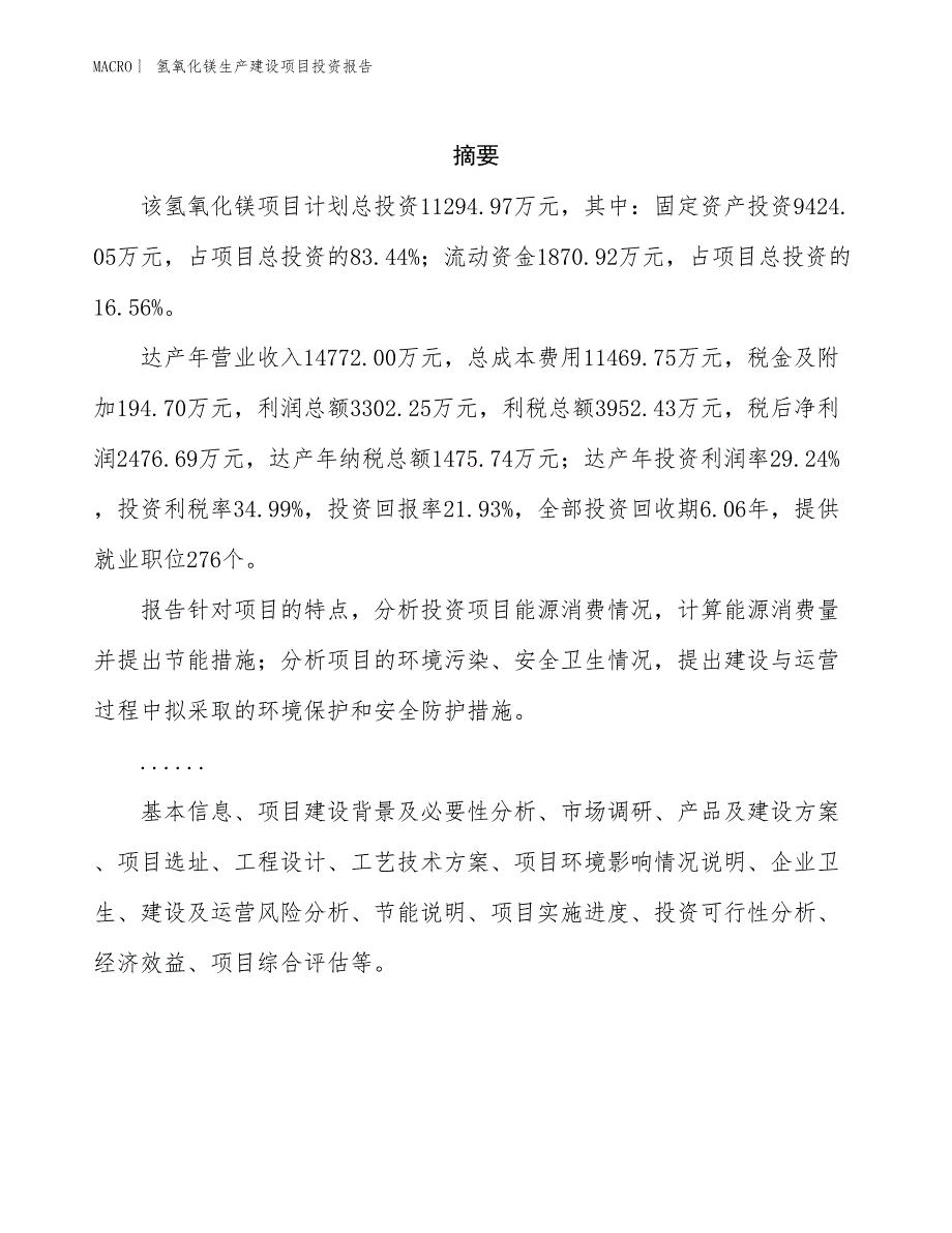 氢氧化镁生产建设项目投资报告_第2页