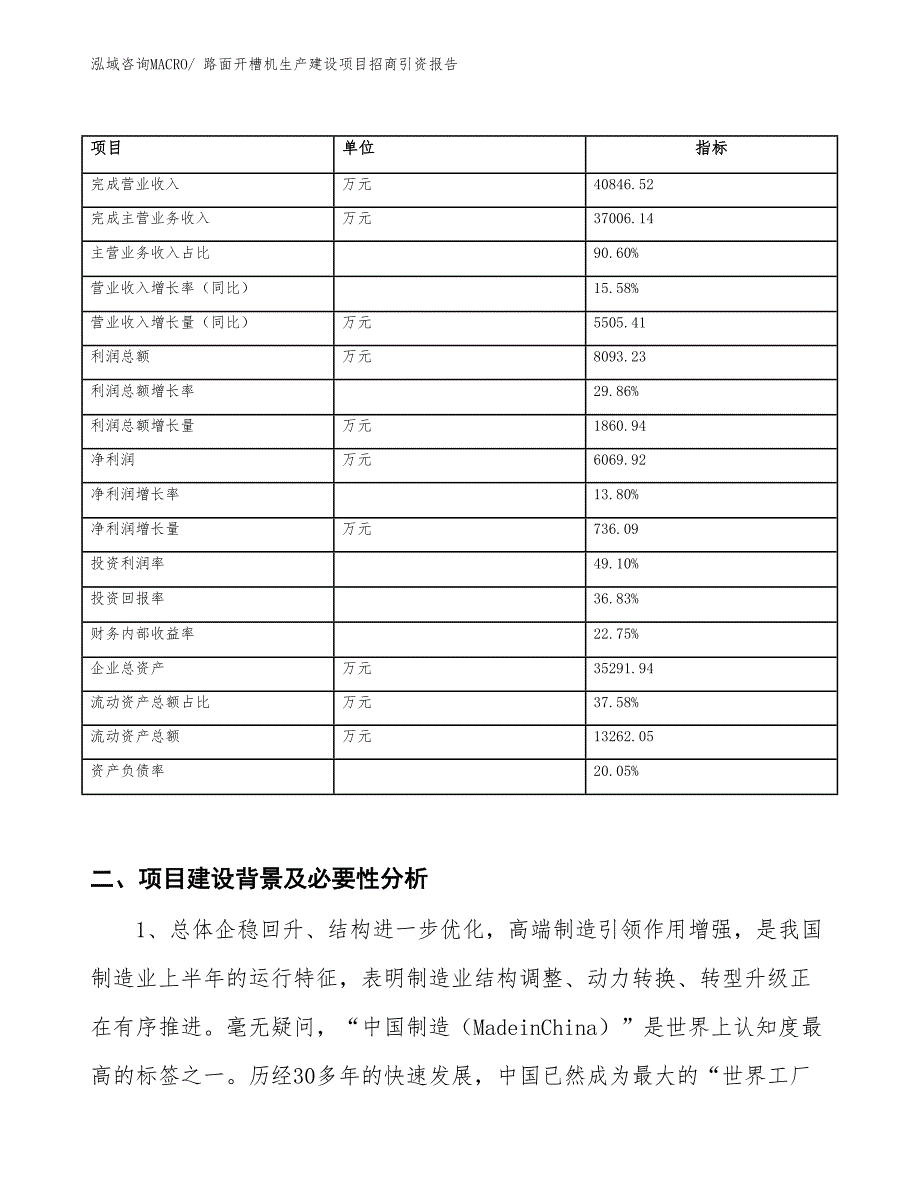 路面开槽机生产建设项目招商引资报告(总投资17885.83万元)_第2页