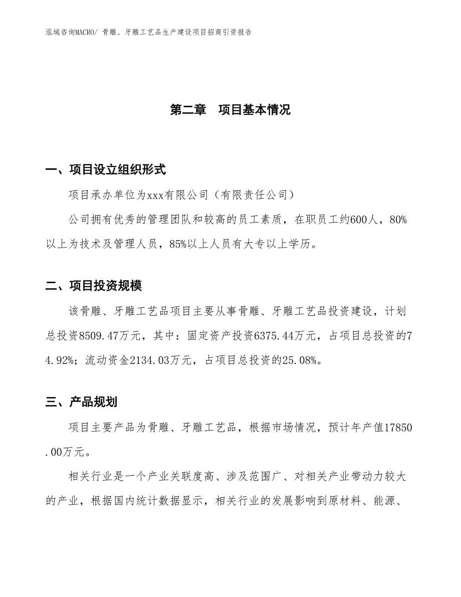 骨雕、牙雕工艺品生产建设项目招商引资报告(总投资8509.47万元)_第5页