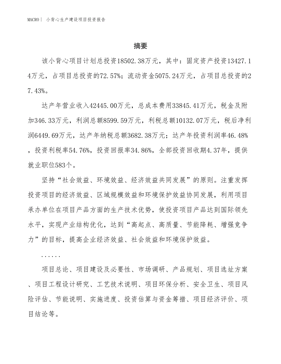 小背心生产建设项目投资报告_第2页