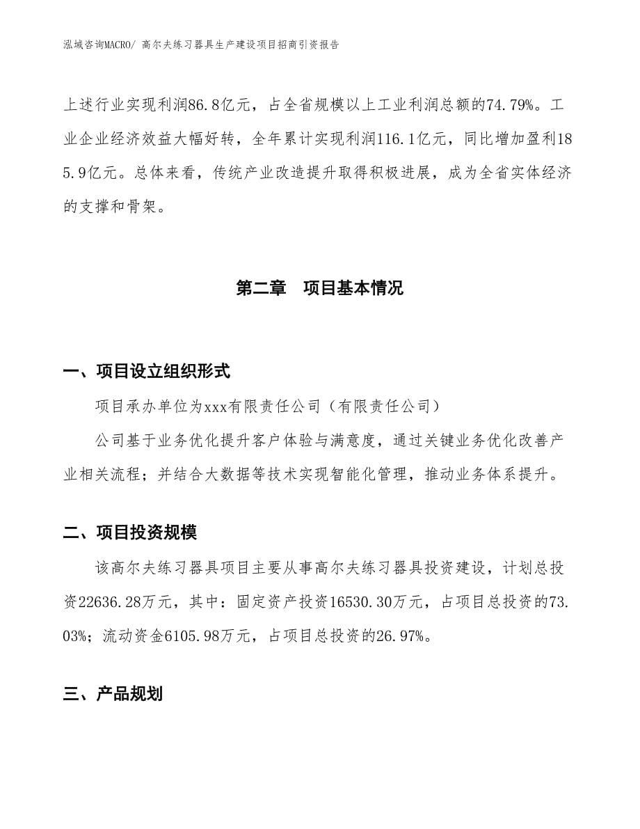 高尔夫练习器具生产建设项目招商引资报告(总投资22636.28万元)_第5页